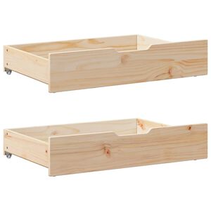 vidaXL S&auml;ngl&aring;dor med hjul 2 st 80x55x17 cm massiv furu