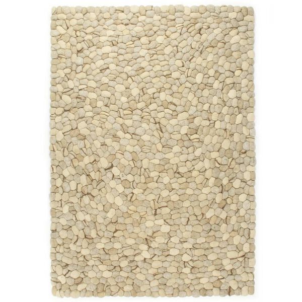 vidaXL Filtbollsmatta ull 80x150 cm beige/gr&aring;/brun/choklad