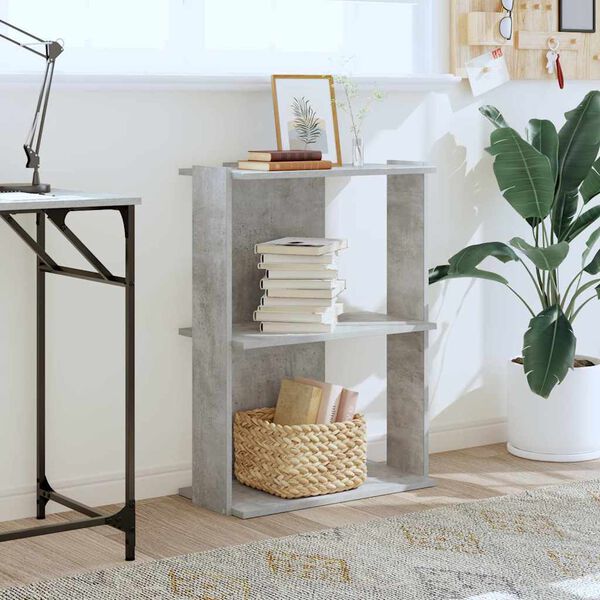 vidaXL Bokhylla 3 hyllplan betonggrå 60x30x80 cm konstruerat trä