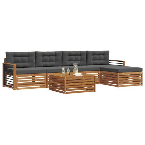 vidaXL Utomhussoffset med kudde 6 pcs Naturlig och Antracit
