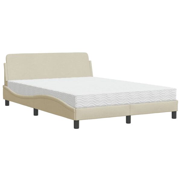 vidaXL Bed with Mattress "Dover" Cream 140x200 cm Fabric