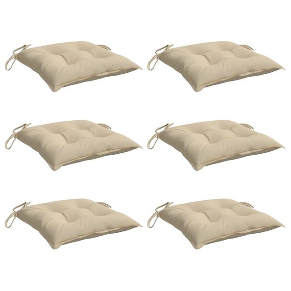 vidaXL Stolsdynor 6 st beige 40x40x7 cm oxfordtyg