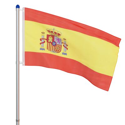 vidaXL Spaniens flagga och flaggstång i aluminium 6 m