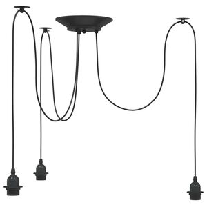 vidaXL Taklampa med 3 lamph&aring;llare E27 svart metall