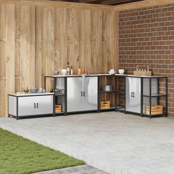 vidaXL Köksförvaring med hylla med lagring Silver 60 x 50 x 92 cm Stål