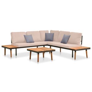 vidaXL Loungegrupp f&ouml;r tr&auml;dg&aring;rden med dynor 4 delar massivt akaciatr&auml;