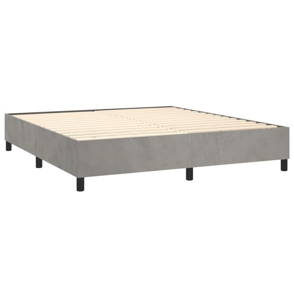 vidaXL Boxspring-s&auml;ngram ljusgr&aring; 200x200 cm sammet