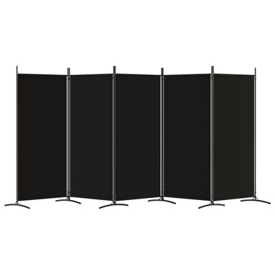 vidaXL Rumsavdelare 5 paneler svart 433x180 cm tyg