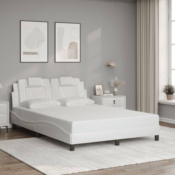vidaXL Bed Frame "Viana" with LED without Mattress White 140x200 cm