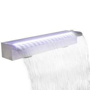 Rektangul&auml;rt Vattenfall Poolfont&auml;n med LEDs i rostfritt st&aring;l 60 cm