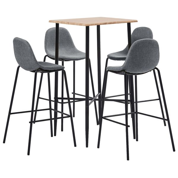 vidaXL Bargrupp 5 delar tyg ljusgr&aring;