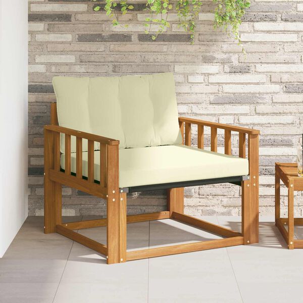 vidaXL Utomhussoffset Massivt Akaciatr&auml; och Textilene Naturf&auml;rg