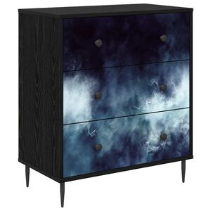 vidaXL Kommode RAALTE Bl&aring; marmortryck 66 x 36,5 x 76 cm Svart ek