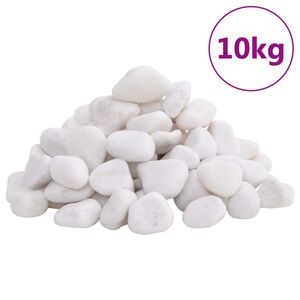 vidaXL Polerad sm&aring;sten 10 kg vit 2-5 cm
