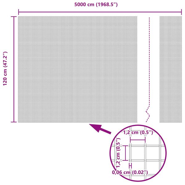 vidaXL Svetsat tr&aring;dst&auml;ngsel Silver 1.2 x 50 m