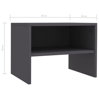 vidaXL Sängbord 2 st grå 40x30x30 cm konstruerat trä