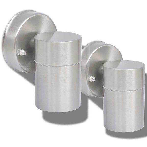 vidaXL Utomhusv&auml;gglampa LED 2 st rostfritt st&aring;l ned&aring;t