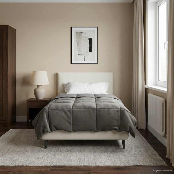 vidaXL Full &Aring;rs-Duvet Quiltad Ljusgr&aring; 135 x 200 cm Mikrofiber