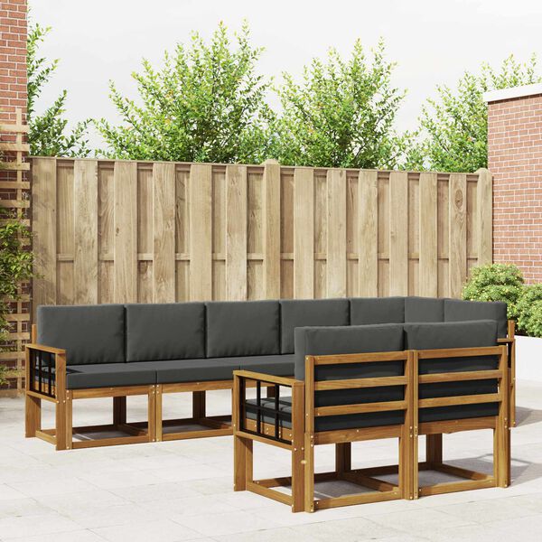 vidaXL Utomhussoffset med kudde 8 pcs Naturlig och Antracit