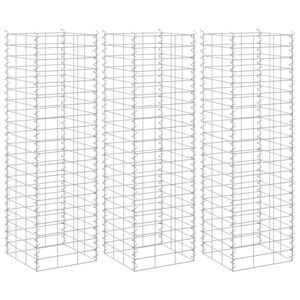 vidaXL Gabioner 3 st 30x30x100 cm j&auml;rn