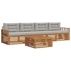 vidaXL Utomhussoffset med kudde 5 pcs Naturlig och Ljus Gr&aring;