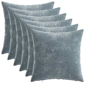 vidaXL Kudd&ouml;verdrag 6 st HEERLEN Ljusbl&aring; 30 x 30 cm Chenilletyg