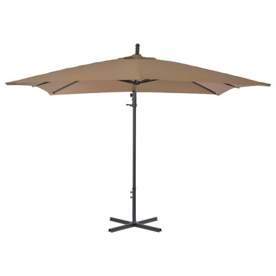 vidaXL Frihängande parasoll med stålstång 250x250 cm taupe