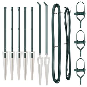 vidaXL Staketstolpar 7 pcs Grön Ø32mm 60 cm Galvaniserat stål