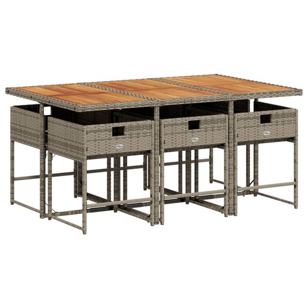 vidaXL Matgrupp f&ouml;r tr&auml;dg&aring;rden med dynor 7 delar gr&aring; konstrotting