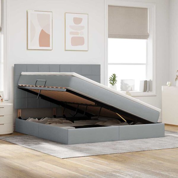 vidaXL F&ouml;rvaringss&auml;ng med LED Ljusgr&aring; 180 x 200 cm Polyester