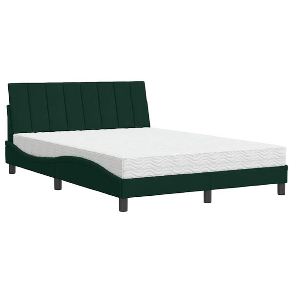 vidaXL Bed with Mattress "Hanko" Dark Green 120x200 cm Velvet