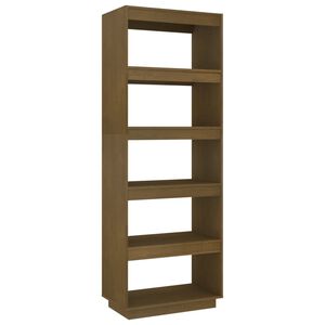 vidaXL Bokhylla/Rumsavdelare honungsbrun 60x35x167 cm massiv furu