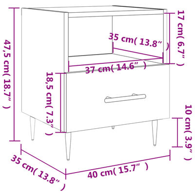 vidaXL Sängbord 2 st sonoma-ek 40x35x47,5 cm konstruerat trä