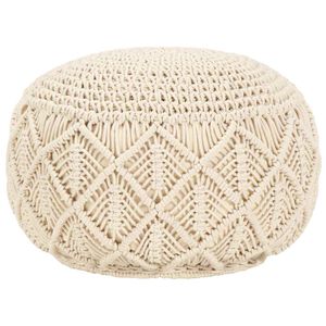 vidaXL Handgjord sittpuff makram&eacute; 45x30 cm bomull