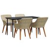 vidaXL Tr&auml;dg&aring;rdsm&ouml;belset 5 st Beige konstrotting