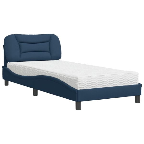 vidaXL Bed with Mattress "Hvar" Blue 90x190 cm Fabric