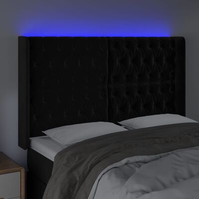 vidaXL Sänggavel LED svart 147x16x118/128 cm sammet