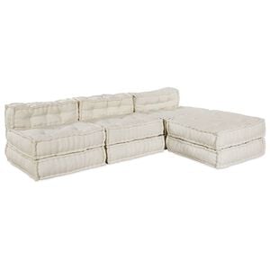 vidaXL Modulsofa enhet 4 pcs Gr&auml;ddvit Tyg