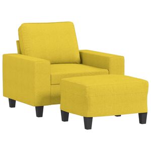 vidaXL F&aring;t&ouml;lj med fotpall Ljusgul 60 cm tyg
