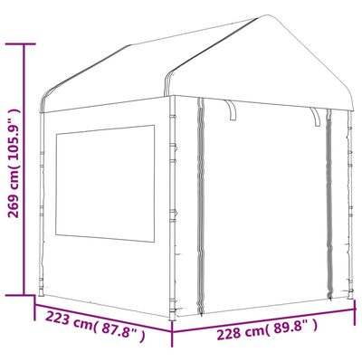 vidaXL Paviljong med tak vit 2,28x2,23x2,69 m polyeten