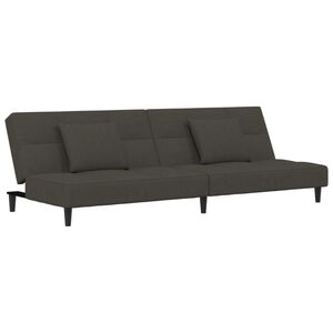 vidaXL B&auml;ddsoffa 2-sits med tv&aring; kuddar m&ouml;rkgr&aring; sammet