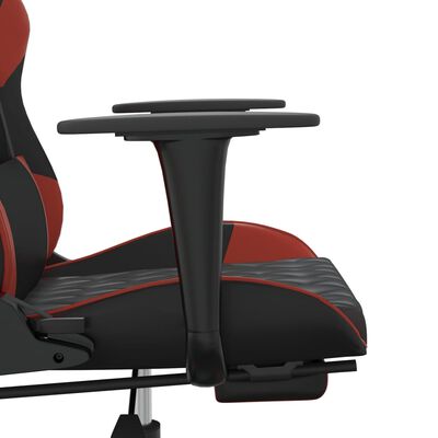 vidaXL Gamingstol med massage och fotstöd svart och vinröd konstläder