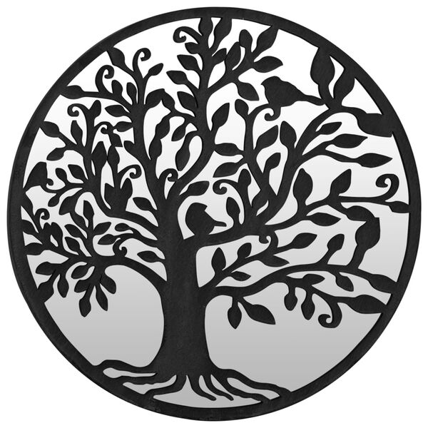 vidaXL Trädgårdsspegel svart 40x2,5 cm rund järn för utomhusbruk