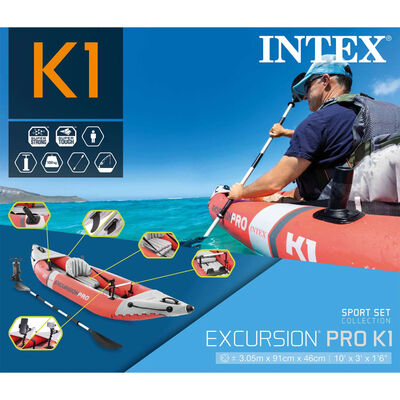 Intex Uppblåsbar kajak Excursion Pro K1 305x91x46 cm