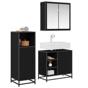 vidaXL Badrumsm&ouml;belset 3 st Svart Ek 65 x 33 x 60 cm Konstruerat tr&auml;