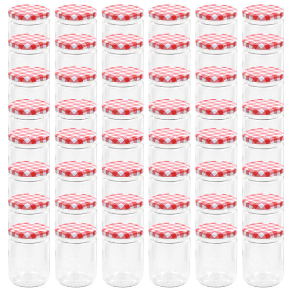 vidaXL Syltburkar i glas med vita och röda lock 48 st 230 ml