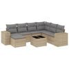 vidaXL Matgrupp f&ouml;r tr&auml;dg&aring;rden med dynor 8 delar beige konstrotting