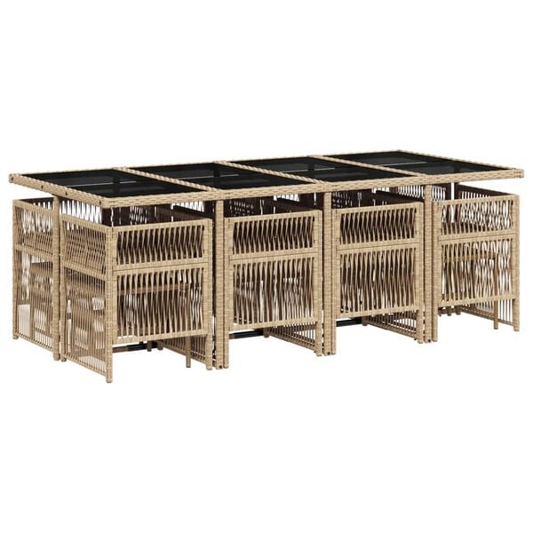 vidaXL Matgrupp f&ouml;r tr&auml;dg&aring;rden med dynor 13delar mixbeige konstrotting