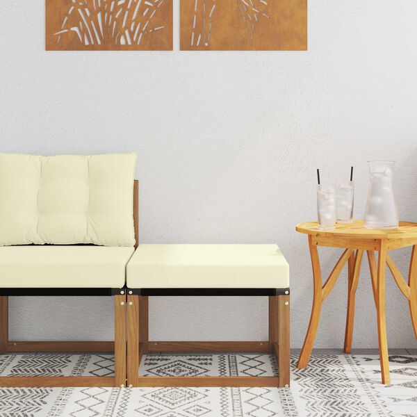 vidaXL Utomhuspall Massivt akaciatr&auml; och Textilene-tyg Naturf&auml;rg