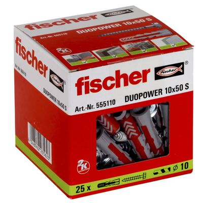 Fischer Skruvar med plugg DUOPOWER 10 x 50 S 25 st